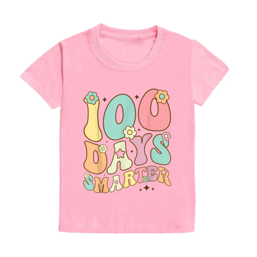 Toddler Little Boys Girls 100 Days of School T-Shirt 100 Days Brighter School Celebration Student Funny Graphic Shirts