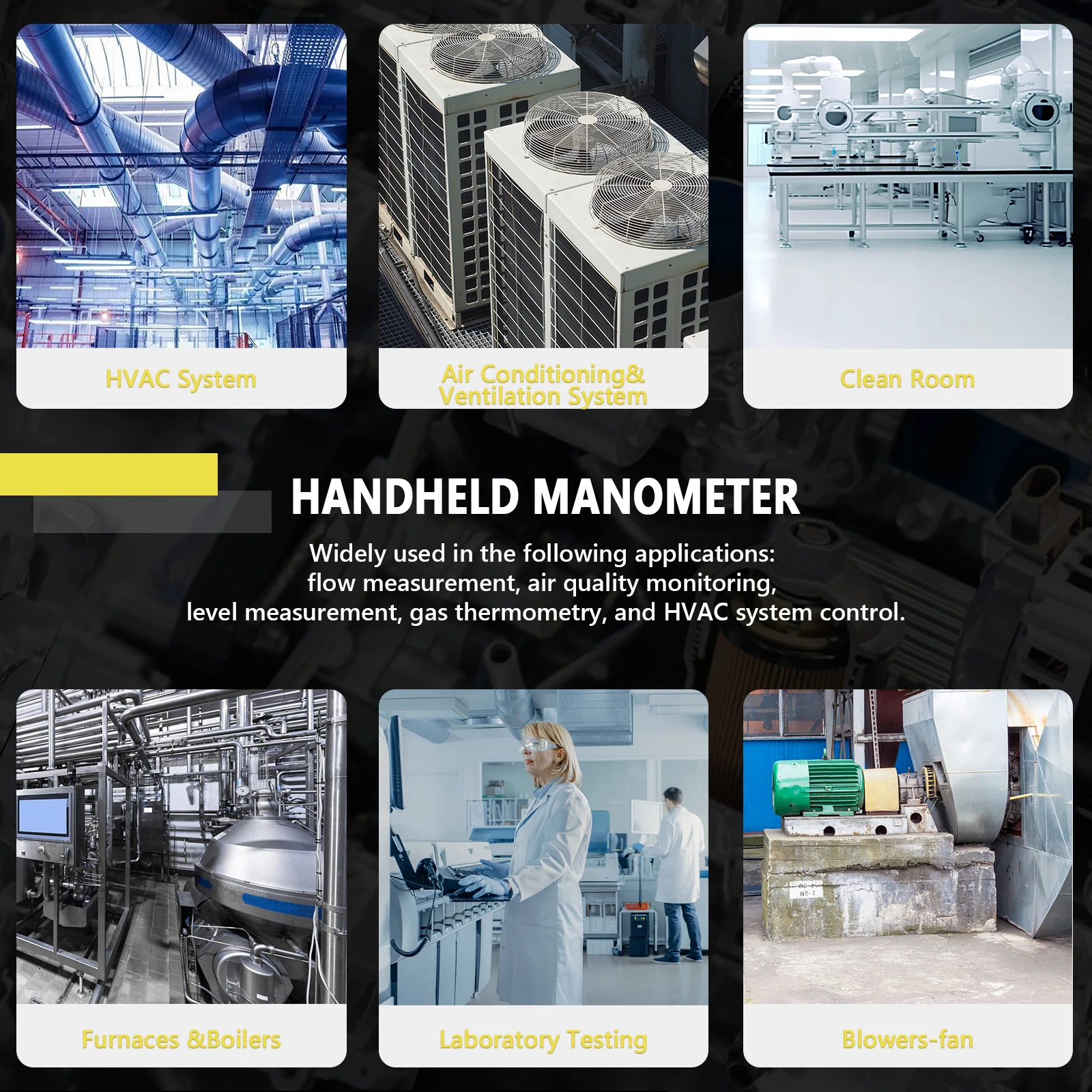 30Psi Digital Manometer, Differential Dual Port Pressure Gauge, Professional Water Column Manometer