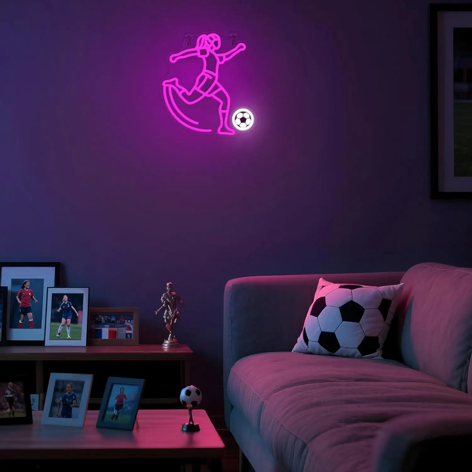 Soccer Neon Sign Sport USB Powered LED Dimmable Neon Lights for Bedroom Sports Field Dorm Wall Art Decor Unique Gifts for Girls view 5
