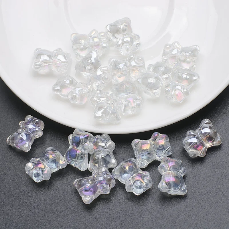 10PCS/LOT 12*14MM Medium Hole Three Dimensional Bear Crystal Pendant DIY Necklace Jewelry Color Pendant Accessories Material