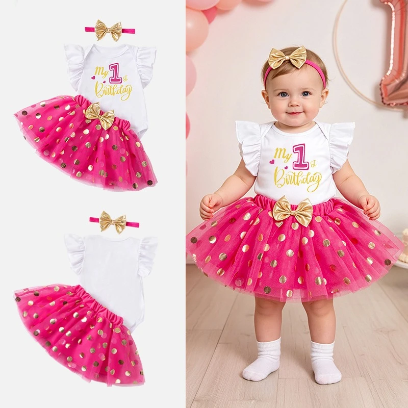 New Girl's Birthday Three Piece Set Flying Sleeve Ha Yi Half body Skirt Year End Party Dress