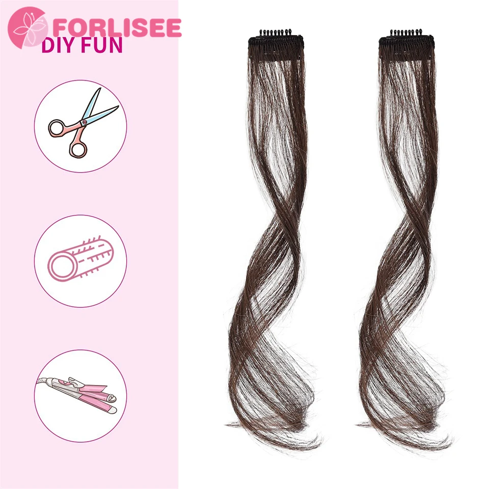 FORLISEE Synthetic Dragon Whisker Bangs Wig Female Natural Forehead Fake Bangs No Trace Side Hair Clip Head Curtain Wig Piece