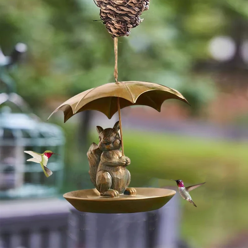 

Animal Bird Feeder with Umbrella Durable Metal Outdoor Feeder for Birds Garden Yard Decor Ornament for Birds Lovers