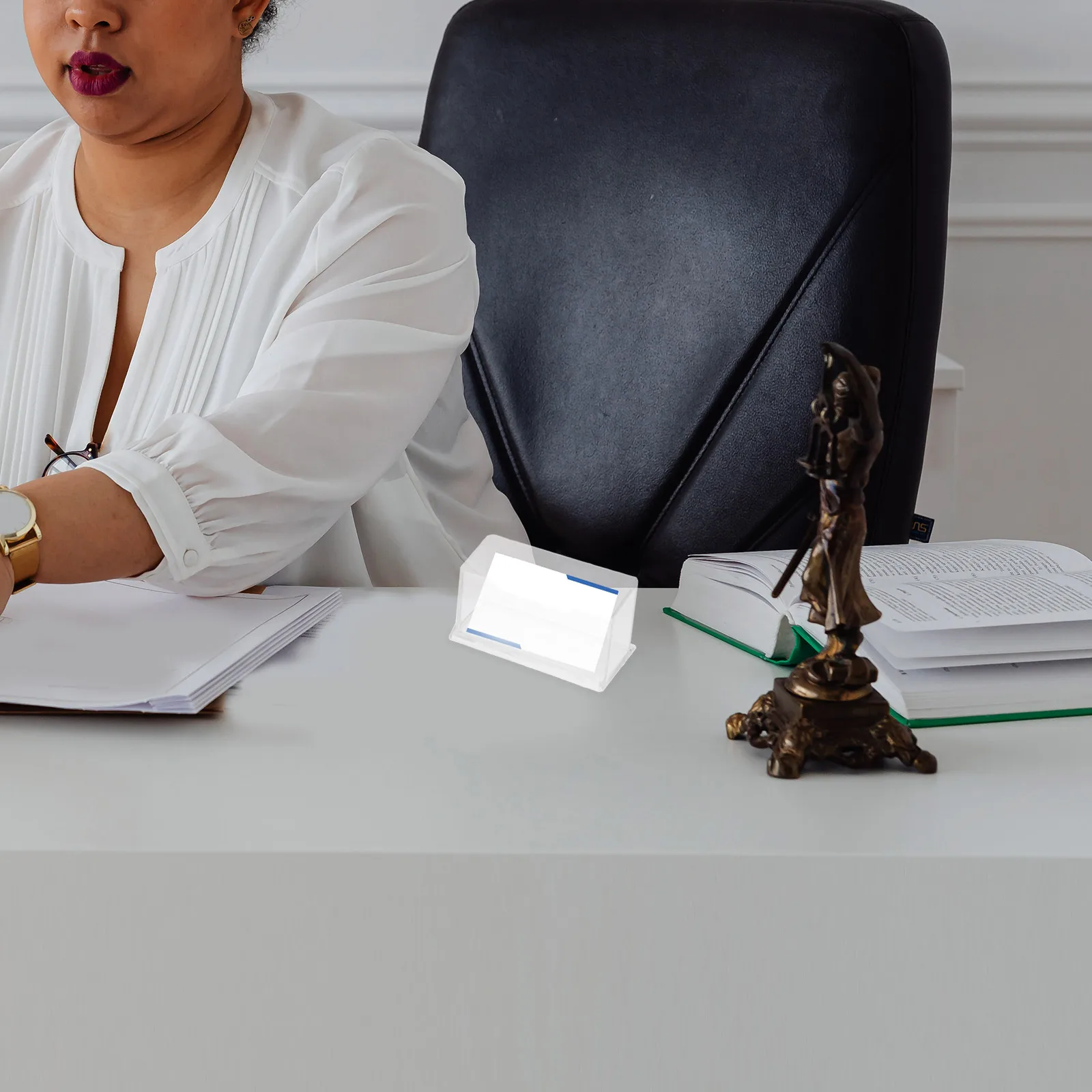 

6pcs Acrylic Business Holder Desk Transparent Display Stand Desktop Organizer For Office Exhibition Conference Name Card