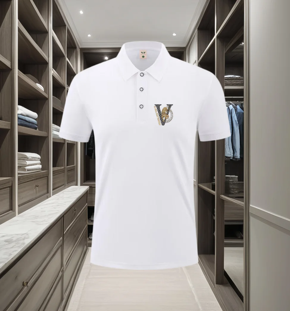 F208- Men's Short sleeved Polo Shirt Casual Men's Polo Collar Printed Pattern Fashionable Micro Elastic Comfortable