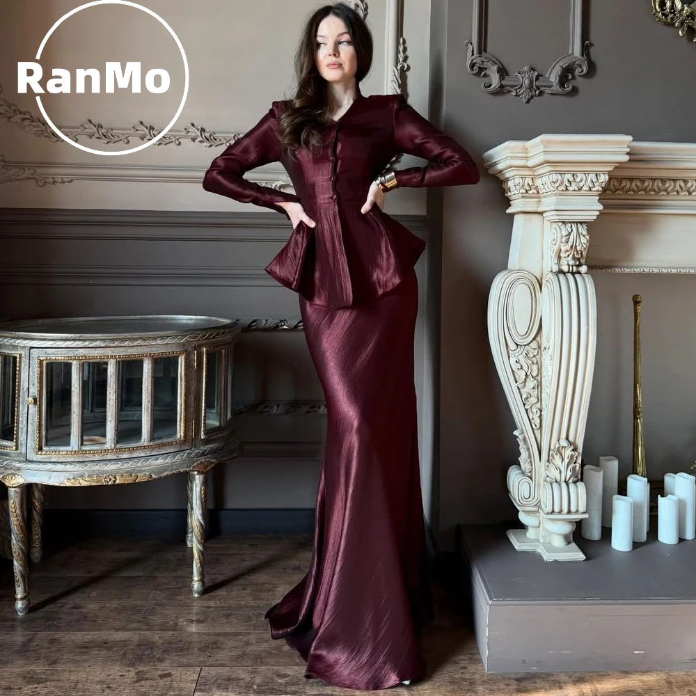 

Элегантные бордовые вечерние платья Ranmo в стиле русалка, комплект из 2 предметов, в китайском стиле, длиной в пол, для выпускного вечера, 2026, на заказ