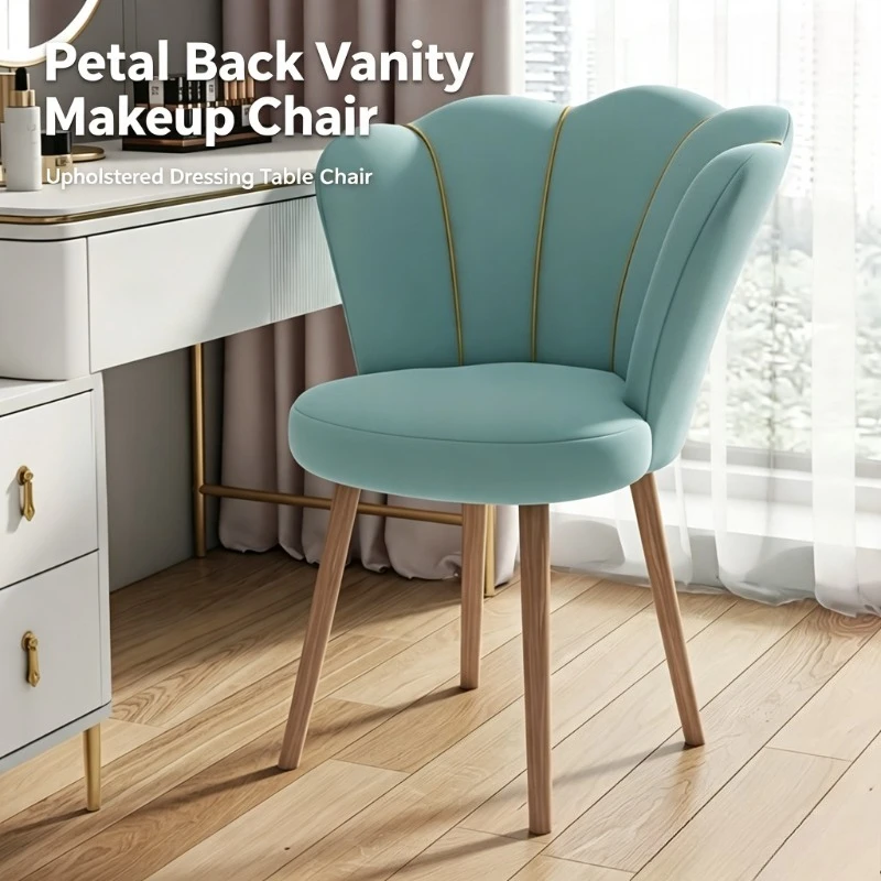 Velvet Tufted Makeup Vanity Chair with Backrest Princess Dressing Stool for Bedroom Office Study, Quick Assembly No Tools Needed