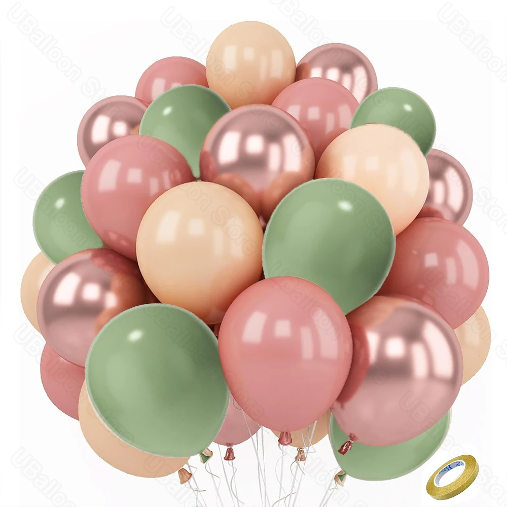 40-teiliges staubiges rosa Luftballons-Set, Boho-Haut, Beige, Retro-Bohne, staubiges Rosa, Roségold, Latexballon für Geburtstag, Mädchen, Babyparty, Dekoration – Detail 12