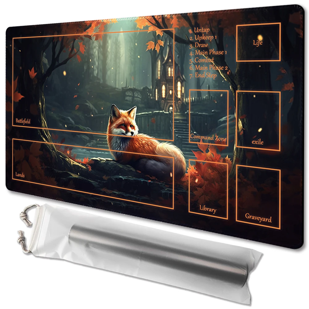 Autumn fox-Board Game TCG Playmat Table Mat Game Size 60X35 CM Mousepad Compatible for MTG CCG