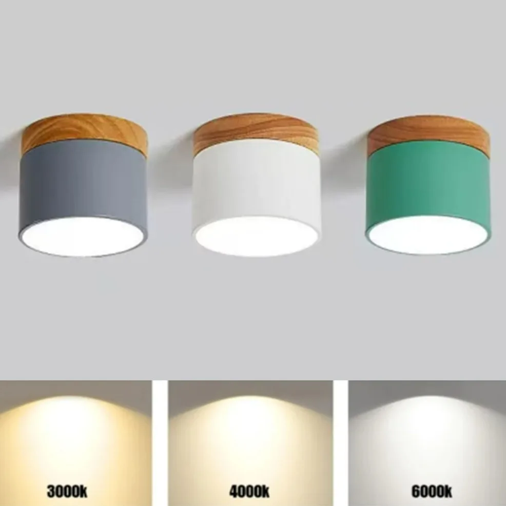 LED Downlight 5W 7W 9W12W15W Macaroon Nordic wood modern Led ceiling light surface mounted spotlight, interior decoration light