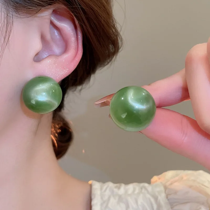 Women's Candy Color Smudge Round Stud Earrings, Versatile Gift