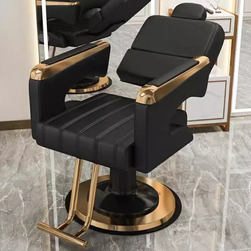 Professional Barber Scissors Beauty Salon Chair Shampoo Hair Stations Furniture Eyelash Man Hairdressing Aesthetic Electric Gold