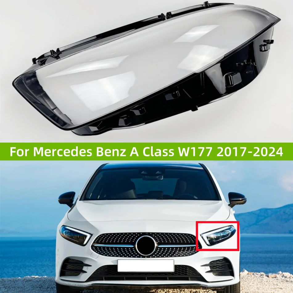 For Mercedes Benz A Class W177 2017 2018 2019 2020 2021 2022 2023 2024 Accessories Transparent PC Material Headlight Glass Shell