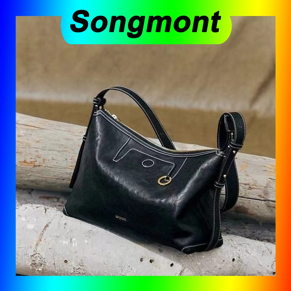 

Songmont shallow line hobo bag vegetable tanned cowhide leather commuter underarm bag dumpling woman