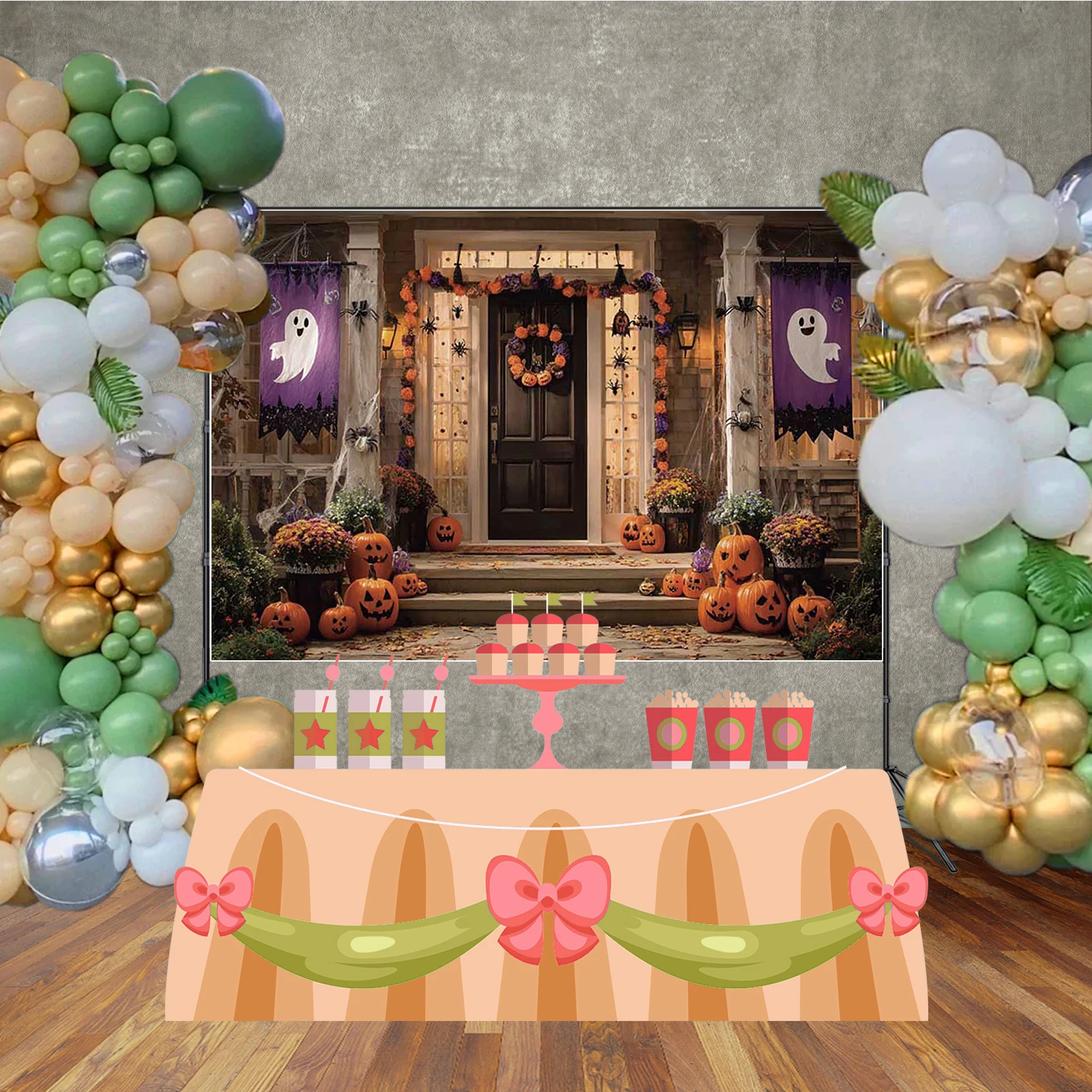 MOON.QG Halloween Photo fond citrouille lanterne fantôme squelette décors photographie papier peint décorations de fête Photozone