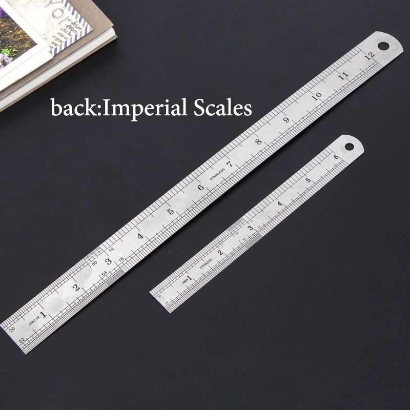 Stainless Steel Straight Ruler,20cm,30cm,40cm,50cm,High Precision Metric And Imperial Scales,Office Learning Stationery Supplies