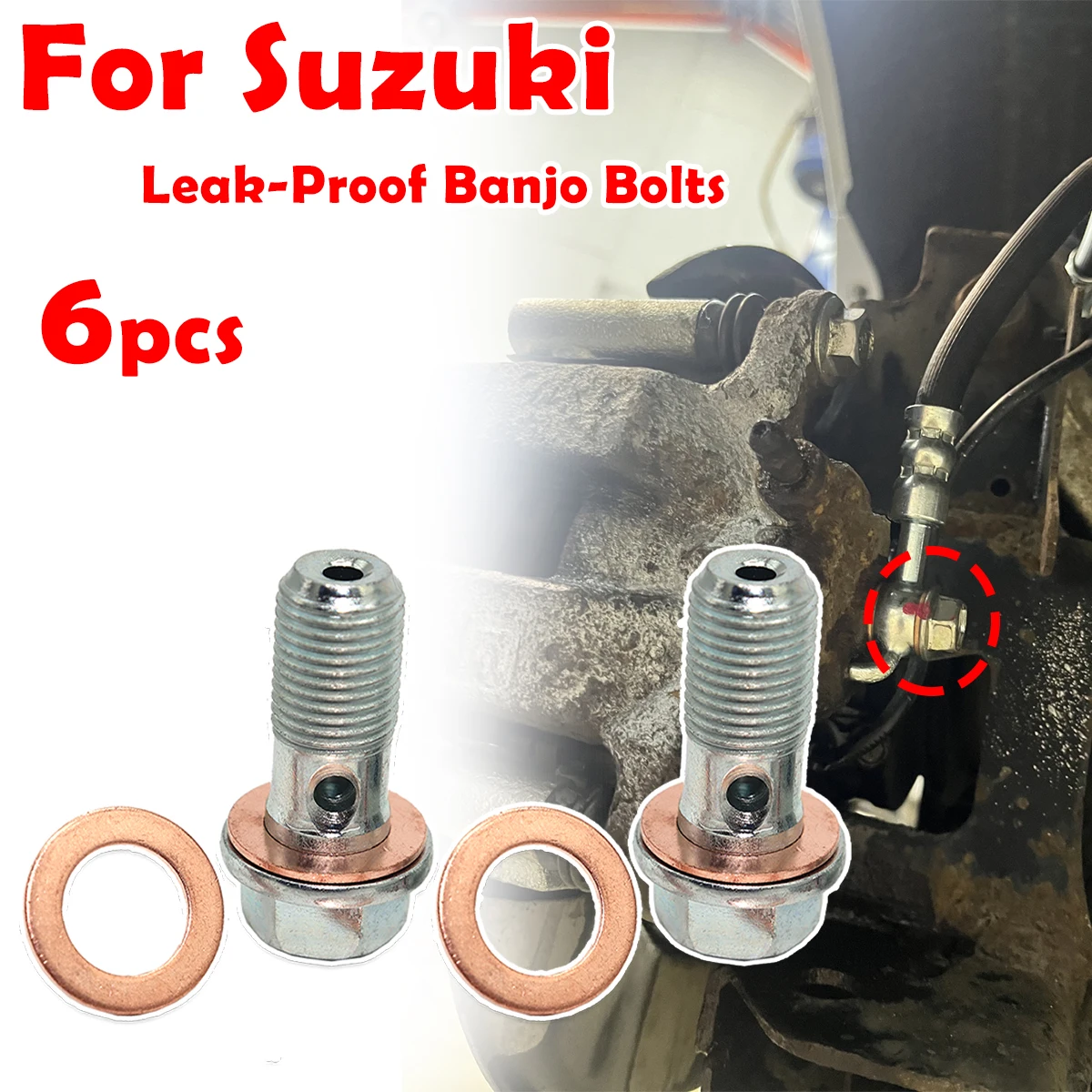 

1/2kit Front Left Right Caliper Hose Lines Banjo Bolts Copper Sealing Washers KIT For Suzuki Grand Vitara MK1 MK2 Swift MK3 MK4