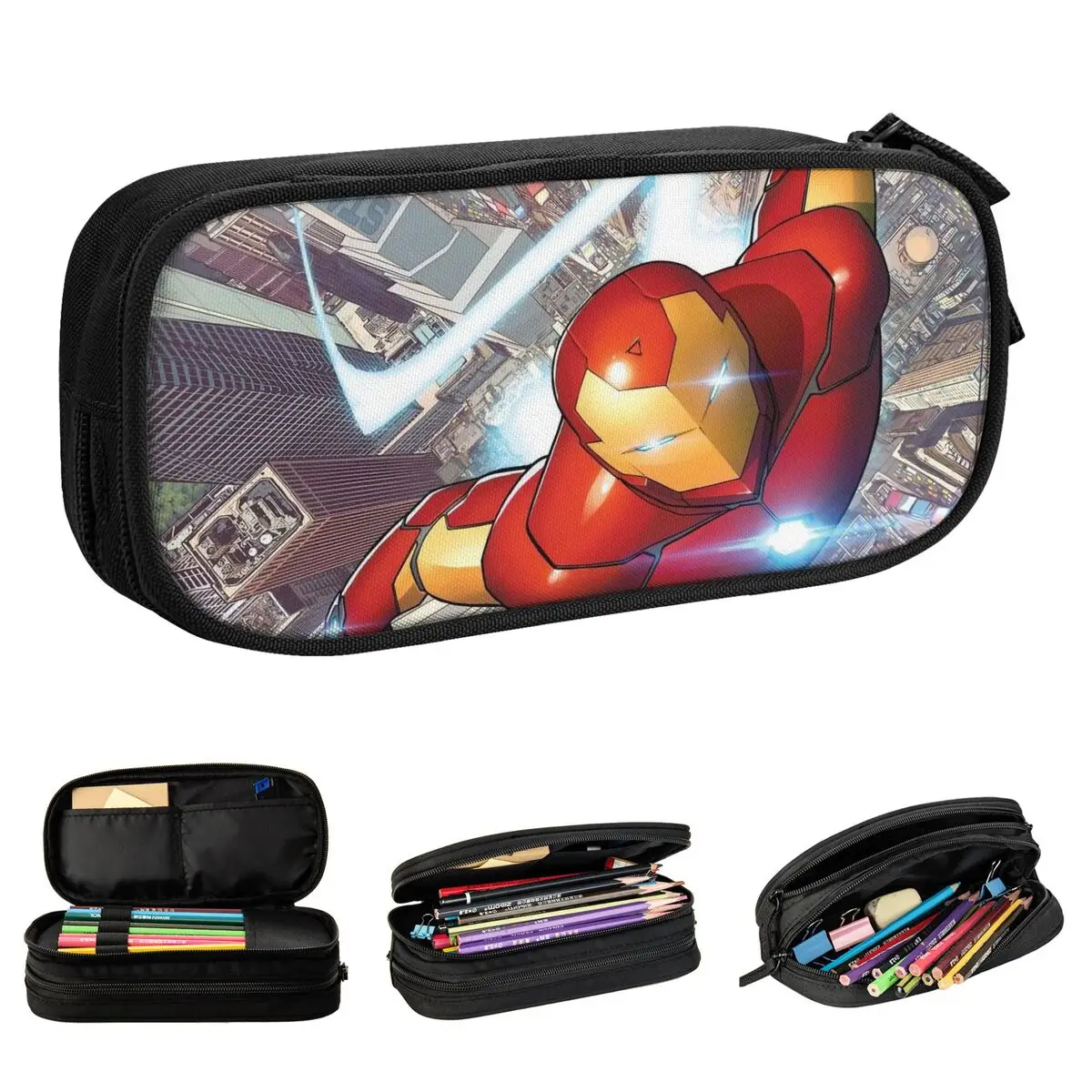 Iron Man Cartoon Super Hero Pencil Cases Fashion Comics Pen Box Bag Student Big Capacity Students School Gifts Pencil Box