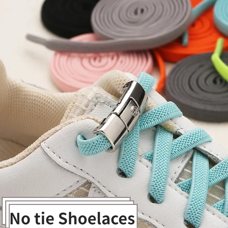 Cordones de zapatos sin corbata para niños y adultos, cierre de presión, cordones elásticos, cordones planos ensanchados para zapatos, 8MM, nuevo