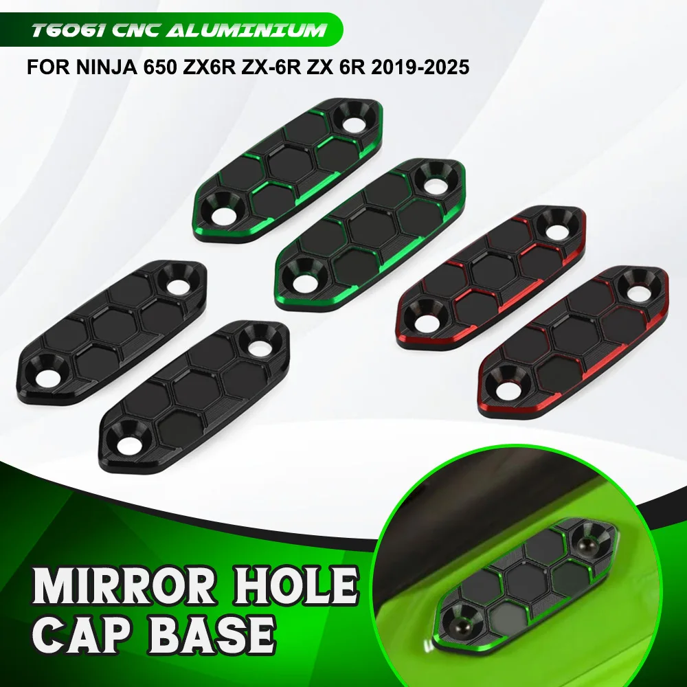 

For Kawasaki NINJA 650 ZX6R ZX-6R ZX 6R 2019-2025 2019 2020 2021 2022 2023 Rear View Side Mirrors Bracket Hole Cap Clamp Cover