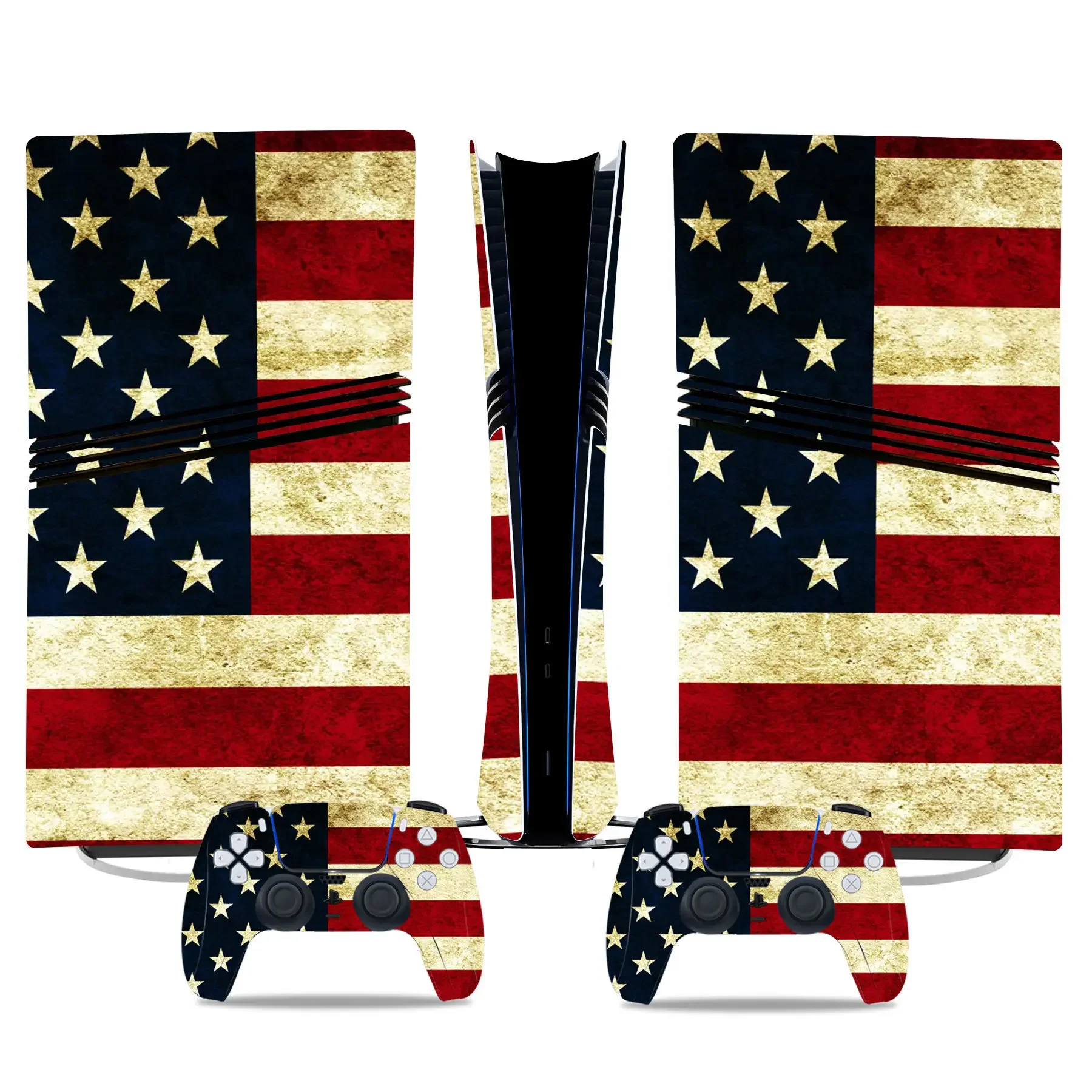 For PS5 Pro Console Skin UK & US Flag Theme PVC Waterproof Heat-Resistant Scratch-Proof Vinyl Sticker Easy to Apply Bubble-Free