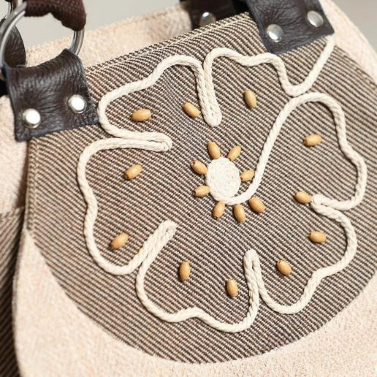 Women's Handheld Crossbody Bag Versatile, Simple and Lightweight Canvas One Shoulder Flower Splice