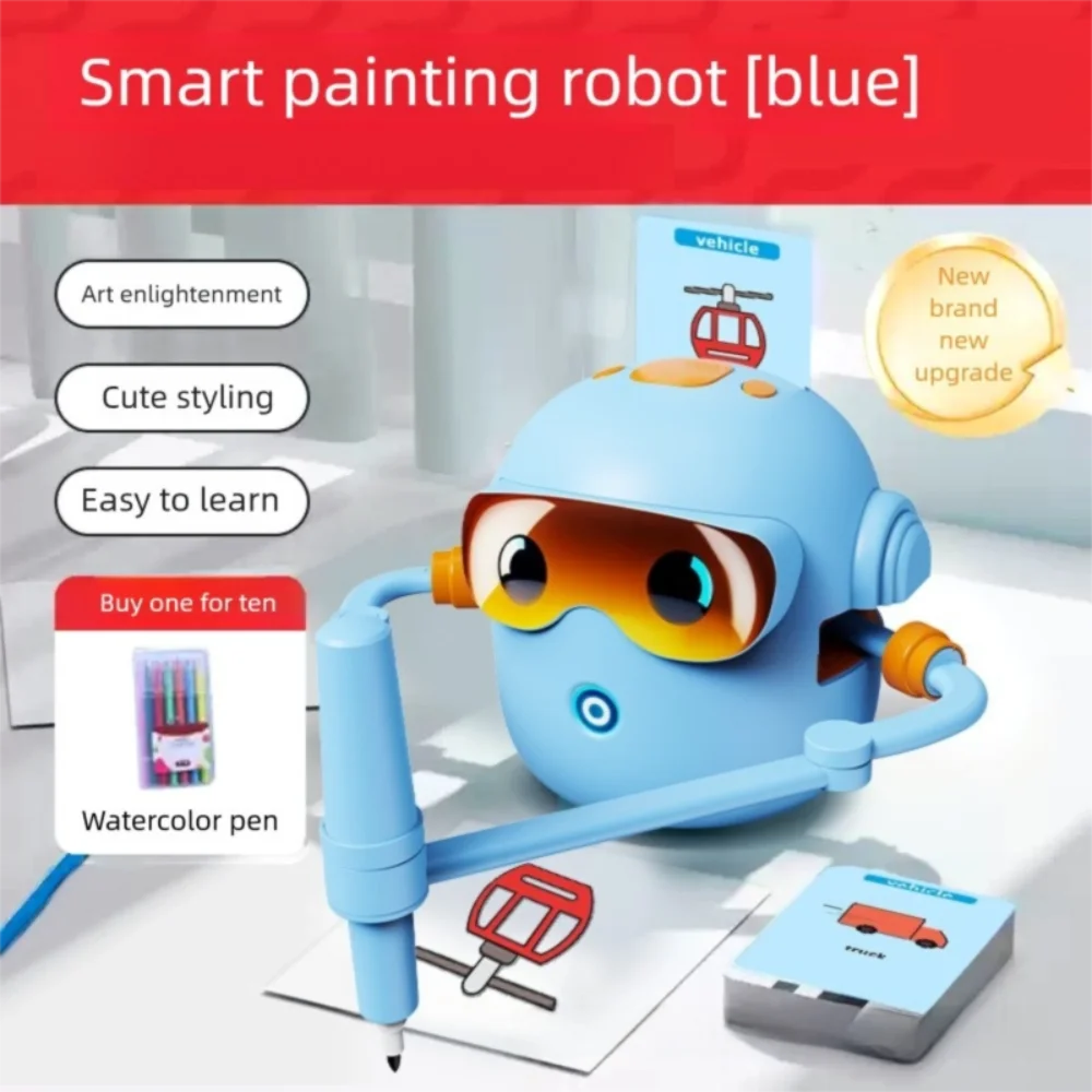

Smart Interactive Drawing Robot with 100 Word Cards & 14 Color Pens Color Pens Educational Toy Magic Painting Robot For Kids