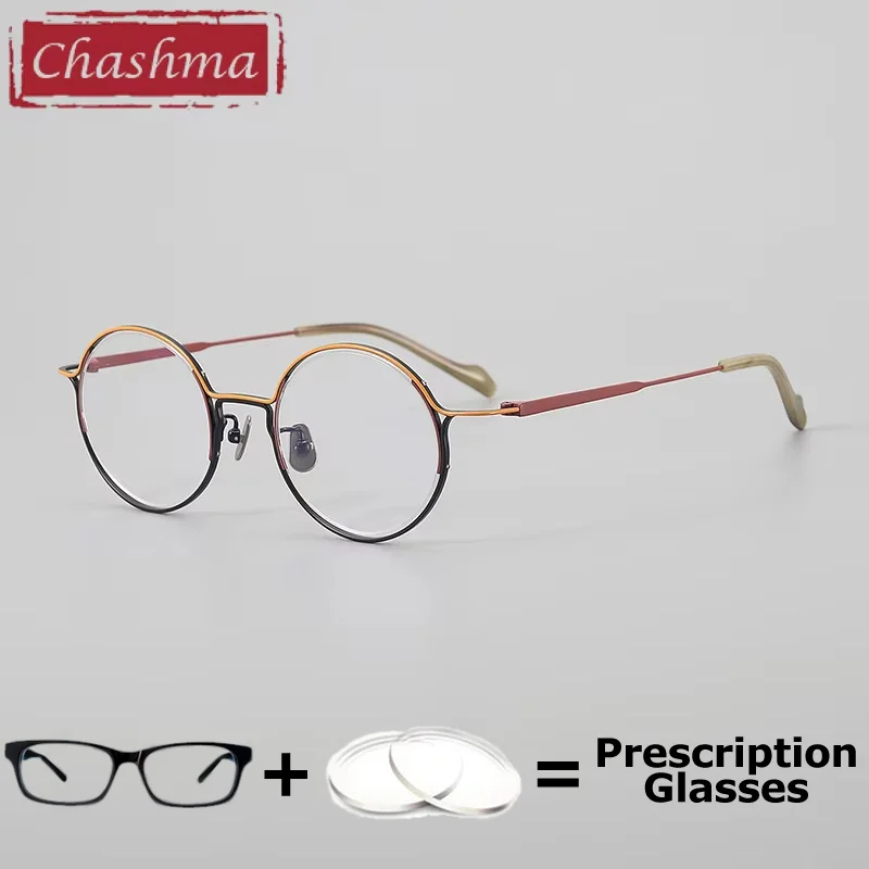 

Chashma Pure Titanium Prescription Glasses Men Round Frame Small Circle Myopia Glass Luxury Fashion Optical Glasses Frame Women
