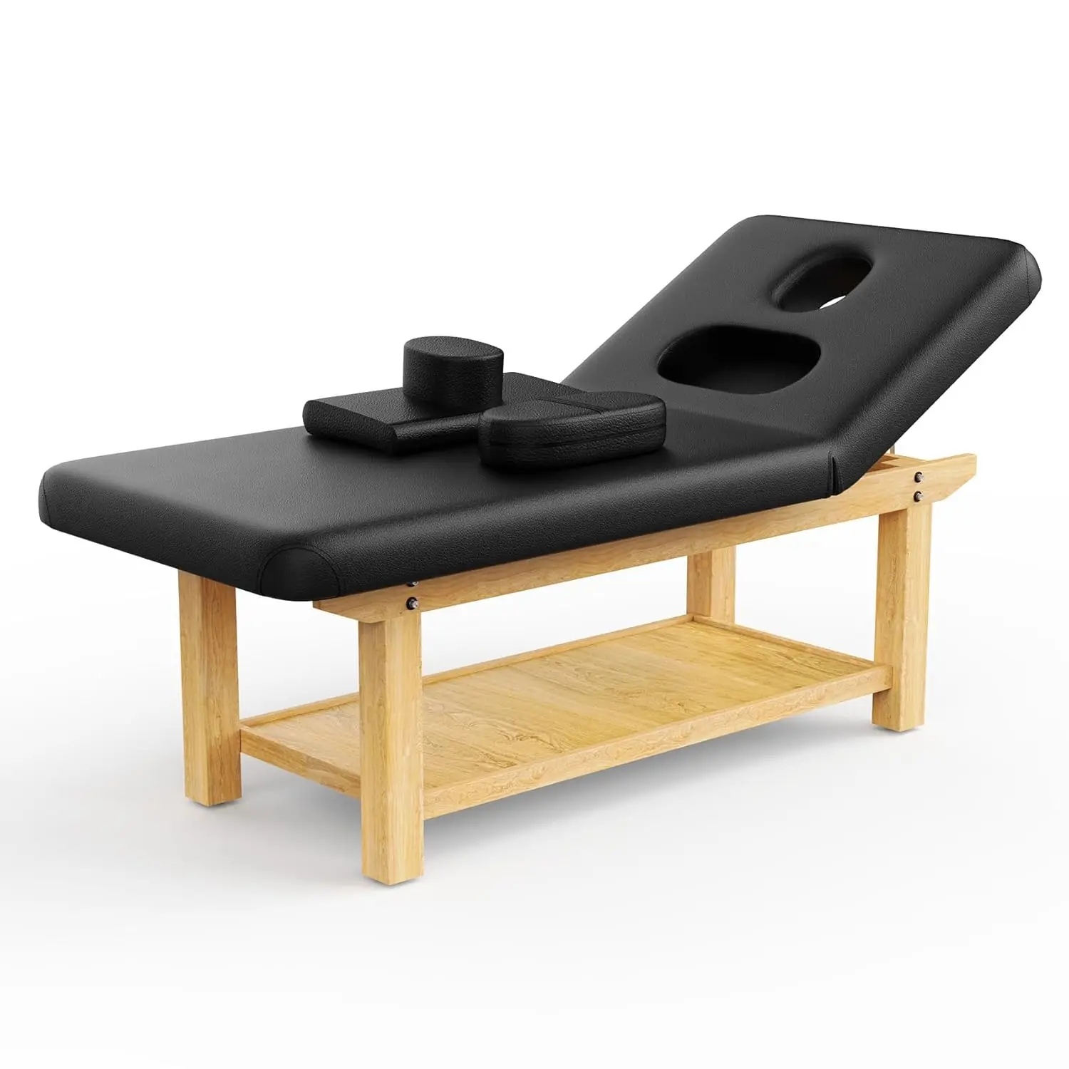 

Portable Adjustable Stationary Massage Table with Backrest Storage Open Chest Design for Beauty Spa Tattoo, Customized