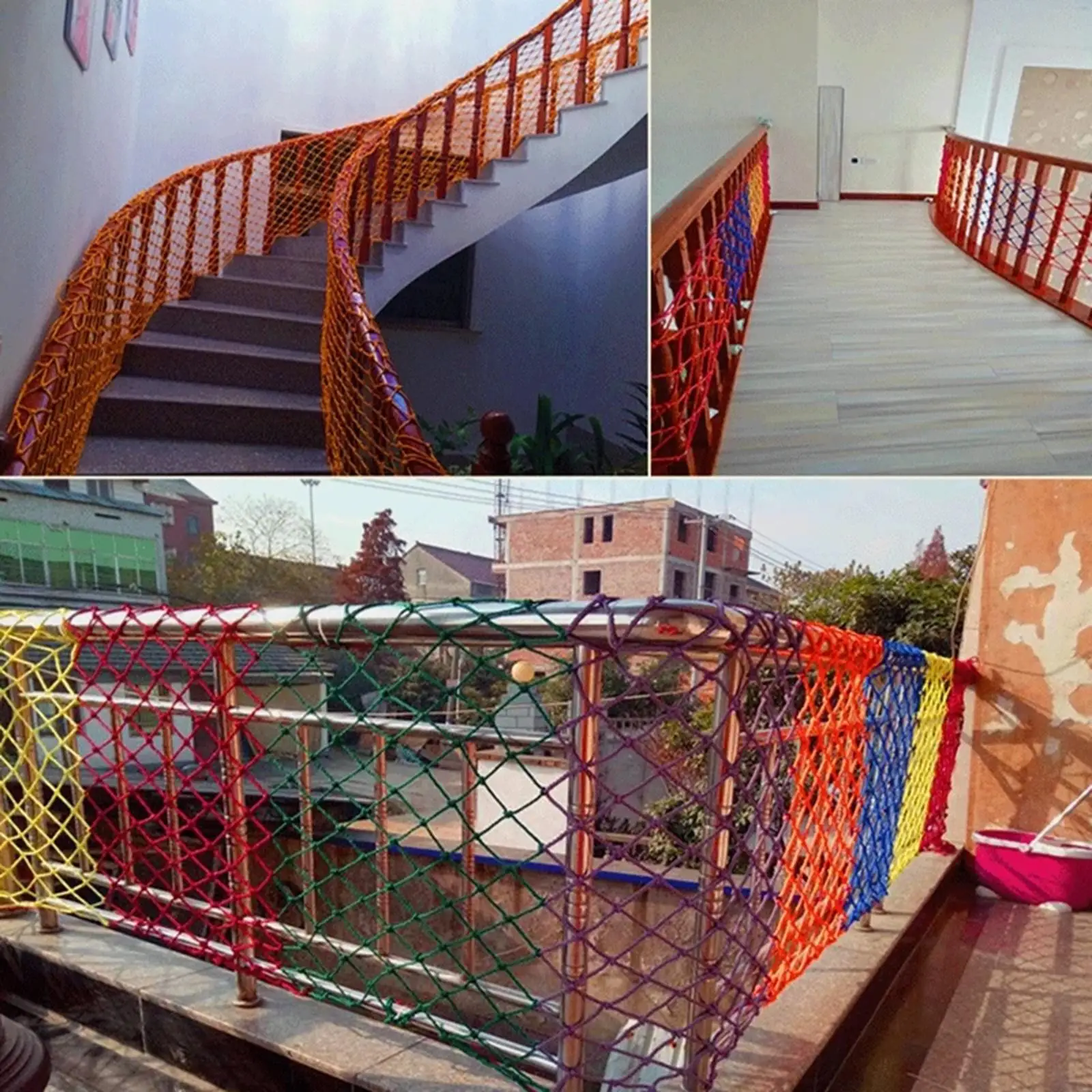 Rope Net for Kids Netting Colorful Stair Guardrail Net Outdoor Balcony Net for