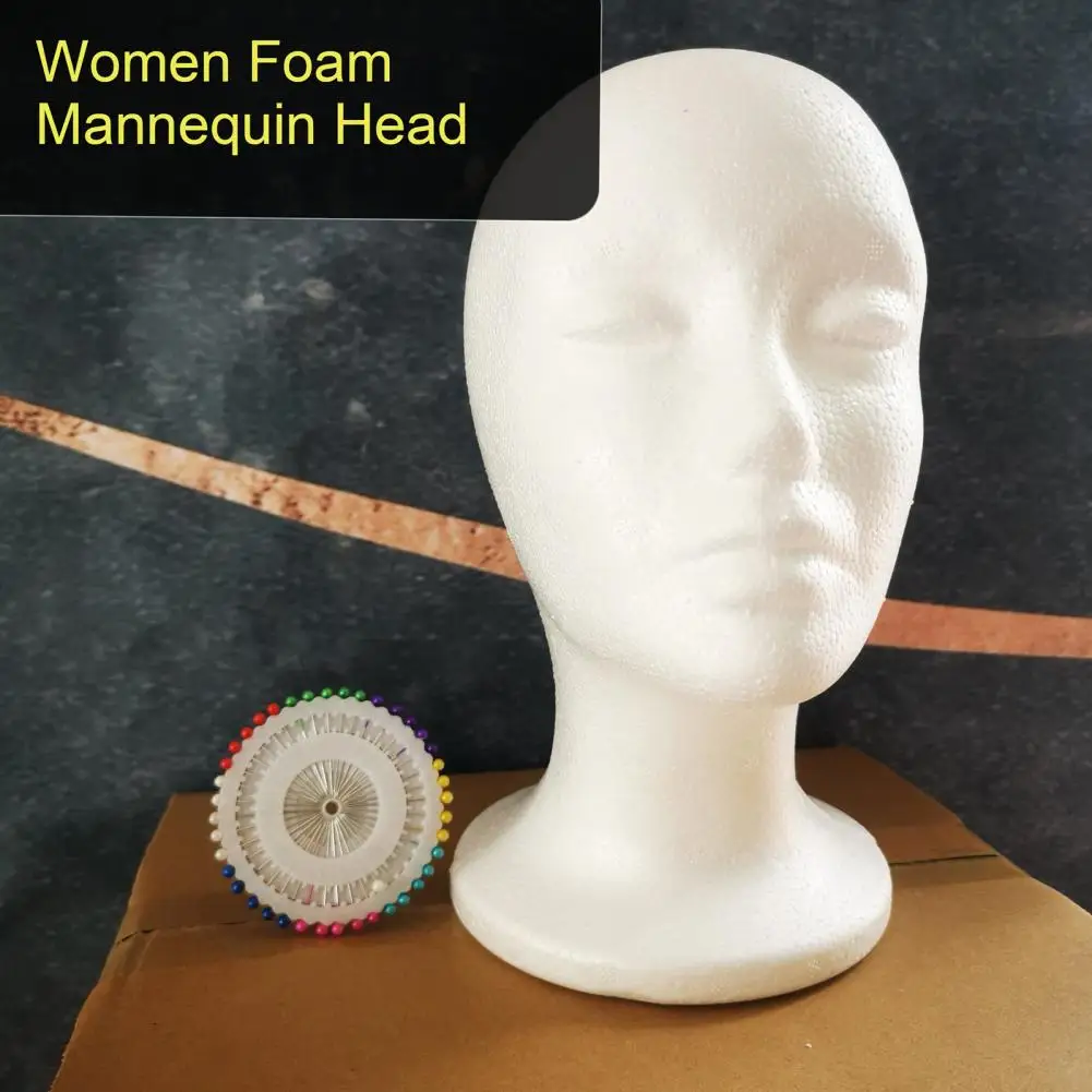Testa di manichino da donna in schiuma di polistirolo per parrucca, cappello, occhiali leggeri, esposizione, supporto per gioielli, pittura fai da te
