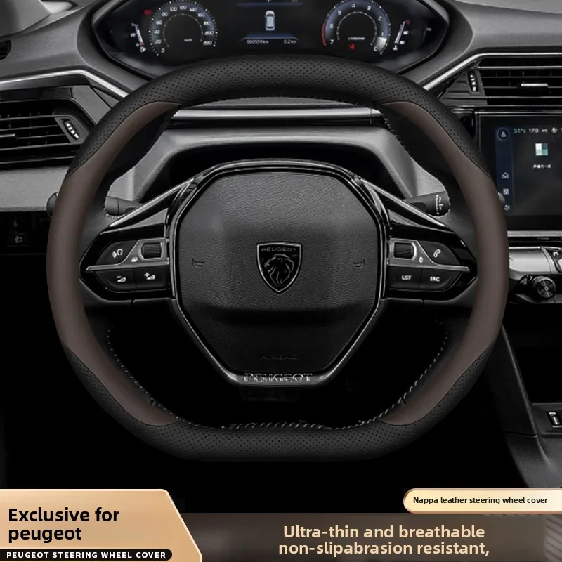 

Leather Car Steering Wheel Cover for Peugeot Rifter 5008 3008 2008 308 208 GT 2025 2026 Accessories
