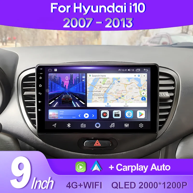 

QSZN для Hyundai Grand i10 2007 - 2013 2K QLED Android 13 автомобильный радиоприемник мультимедийный видеоплеер GPS AI голосовой CarPlay 4G навигация