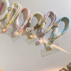 Sweet Key Ring Short Wrist Phone Strap Lanyard with Gasket Patch Universal Cute Cartoon Animal Phone Charm Phone Accessories