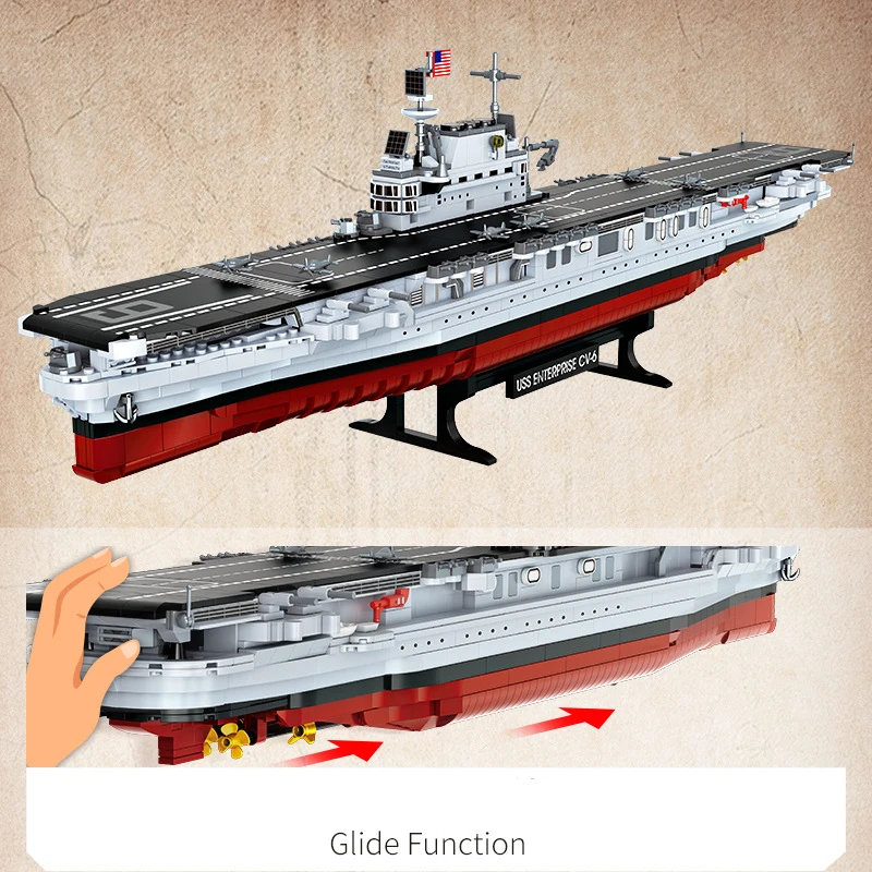 1883 قطعة سلسلة سفينة حربية عسكرية USS CV-6 ENTERPRISE كروزر نموذج الحرب العالمية الثانية اللبنات قارب الطوب لعب الاطفال الهدايا