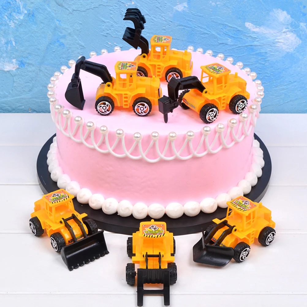 

6Pcs Construction Vehicle Cake Decor Engineering Truck Theme Birthday Party Ornament Reusable Dessert Topper for Home Decor