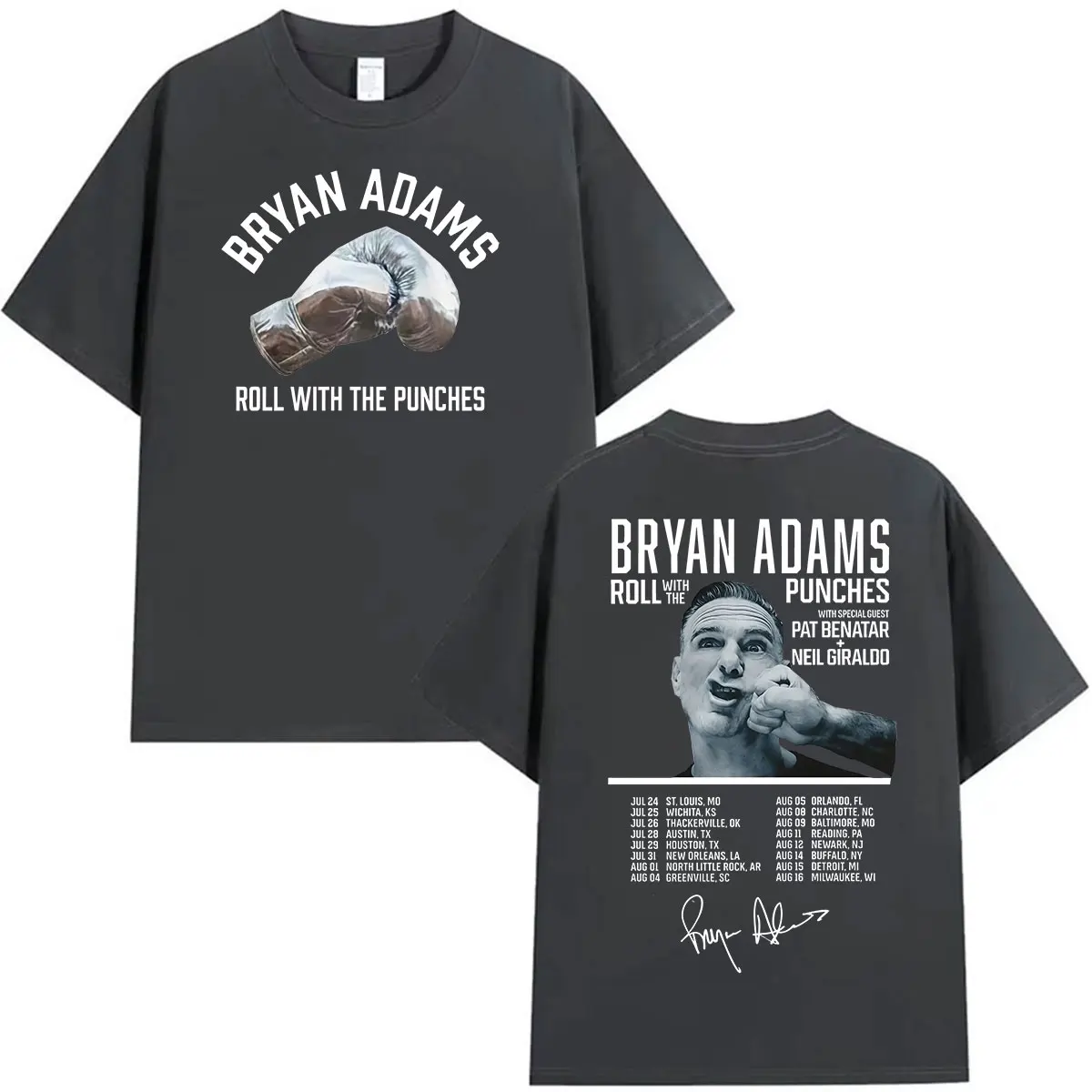 Bryan Adams Roll with The Punches Tour 2026-2027 Graphic T Shirts Men's Vintage Oversized Cotton T-shirt Hip Hop Clothing Tshirt