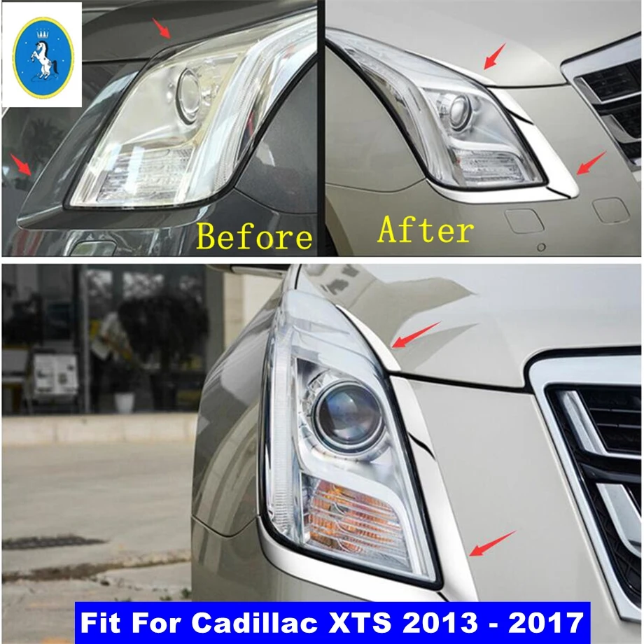 

Exterior Accessories Front Headlight Head Lights Lamps Eyebrow Eyelid Decor Stripes Cover Trim Fit For Cadillac XTS 2013 - 2017