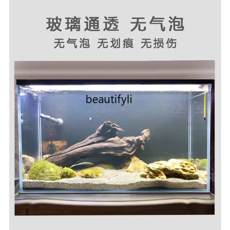 Super White Fish Tank Customized Gold Crystal Glass Small Household Ecological Turtle Jar Lazy Fish Globe  h