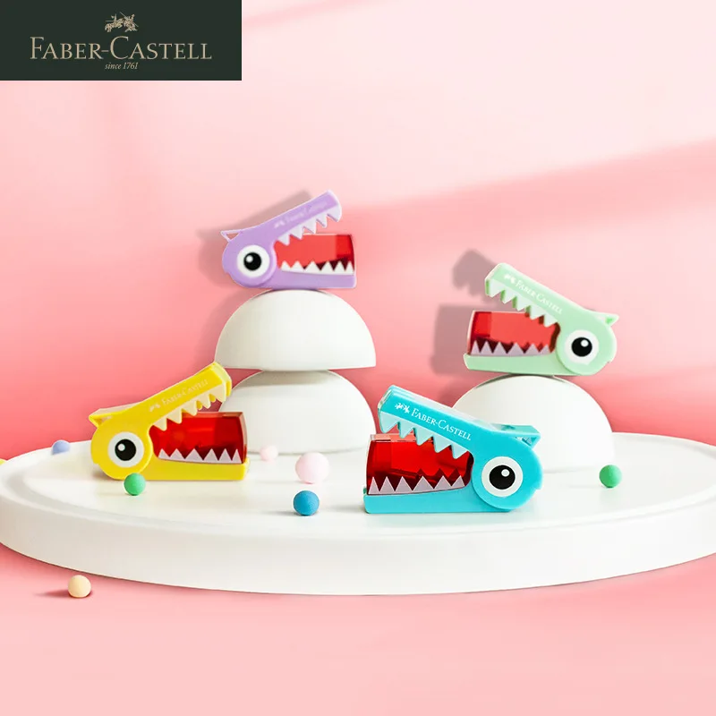 Faber-Castell Pencil Sharpener Green/Blue/Purple/Yellow Dinosaur Cute Cutting Stationery Manual Single Hole Pencil Sharpener