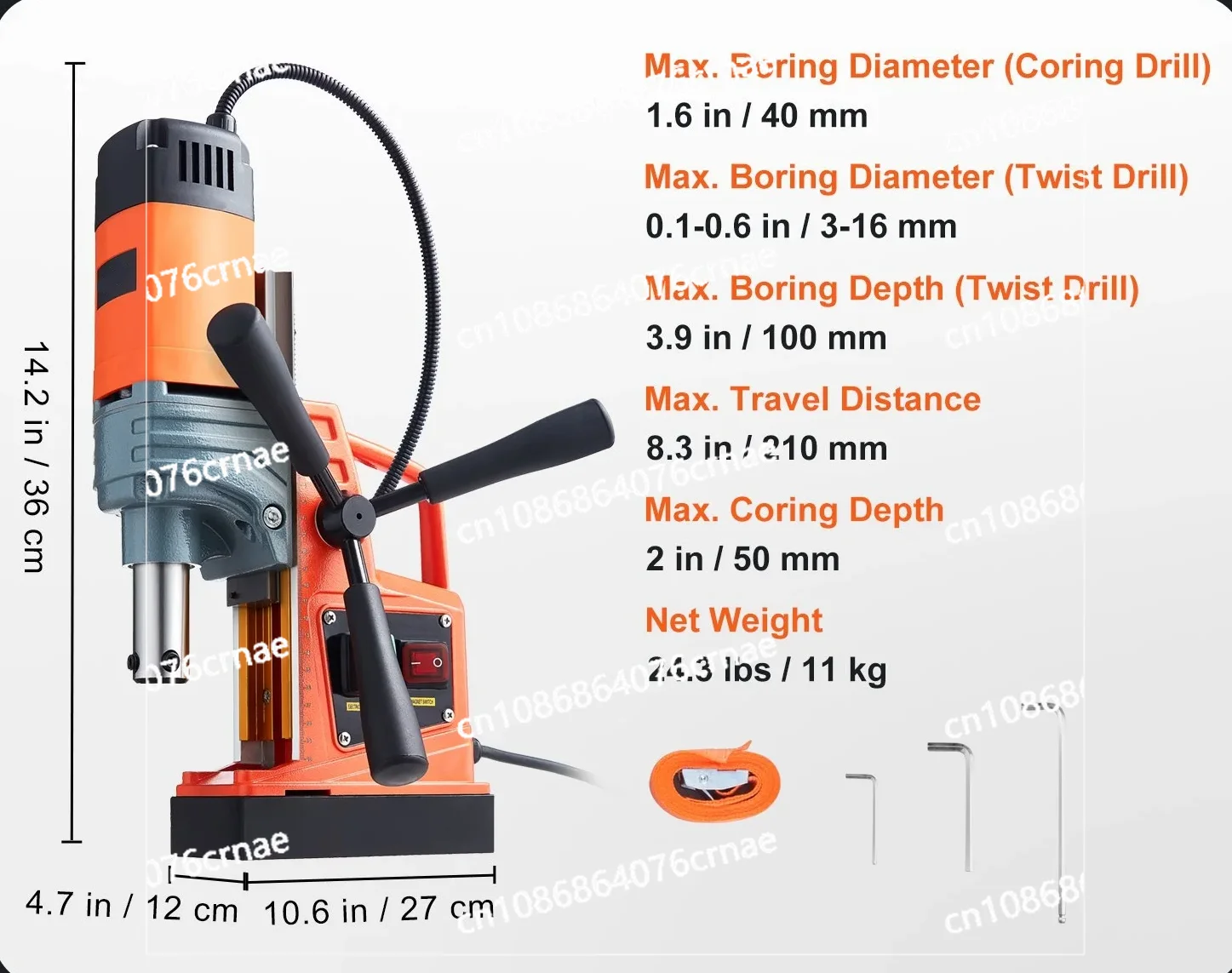 1300W Electric Drilling Machine Magnetic Drill Press Boring Diameter Power Drill 810