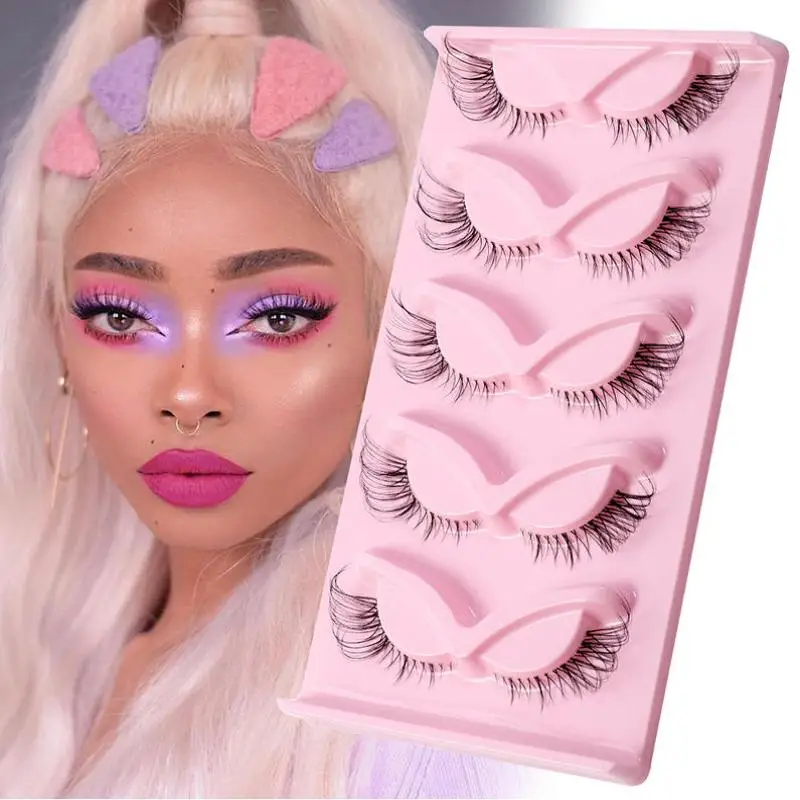 5 Pairs Fox Eye False Eyelashes Eye End Lengthening Long Curling Thick Fluffy All-match Comfortable Fake False Eyelashes
