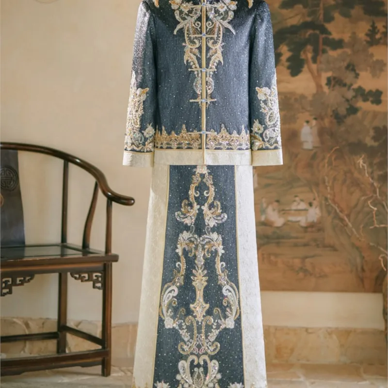 

New Chinese-style wedding dress for men men's attire plus-size