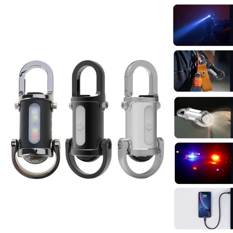 Bright LED Keychain Light Rechargeable Flashlight Pendant Keyring for Camping F3MD