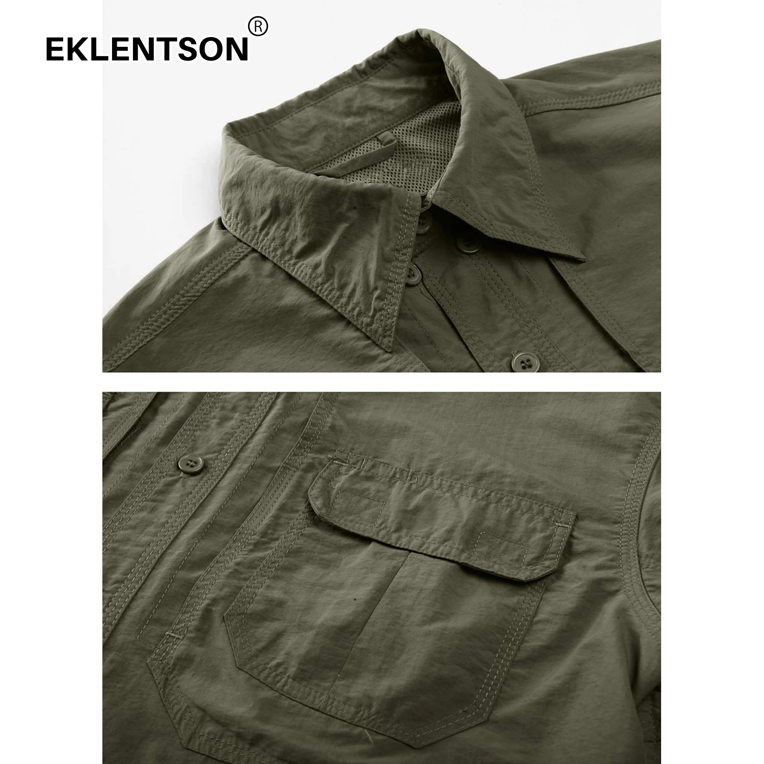 EKLENTSON Men's Breathable Lightweight Sun Protection Hiking Fishing Shirts Quick Dry Long Sleeve Shirts