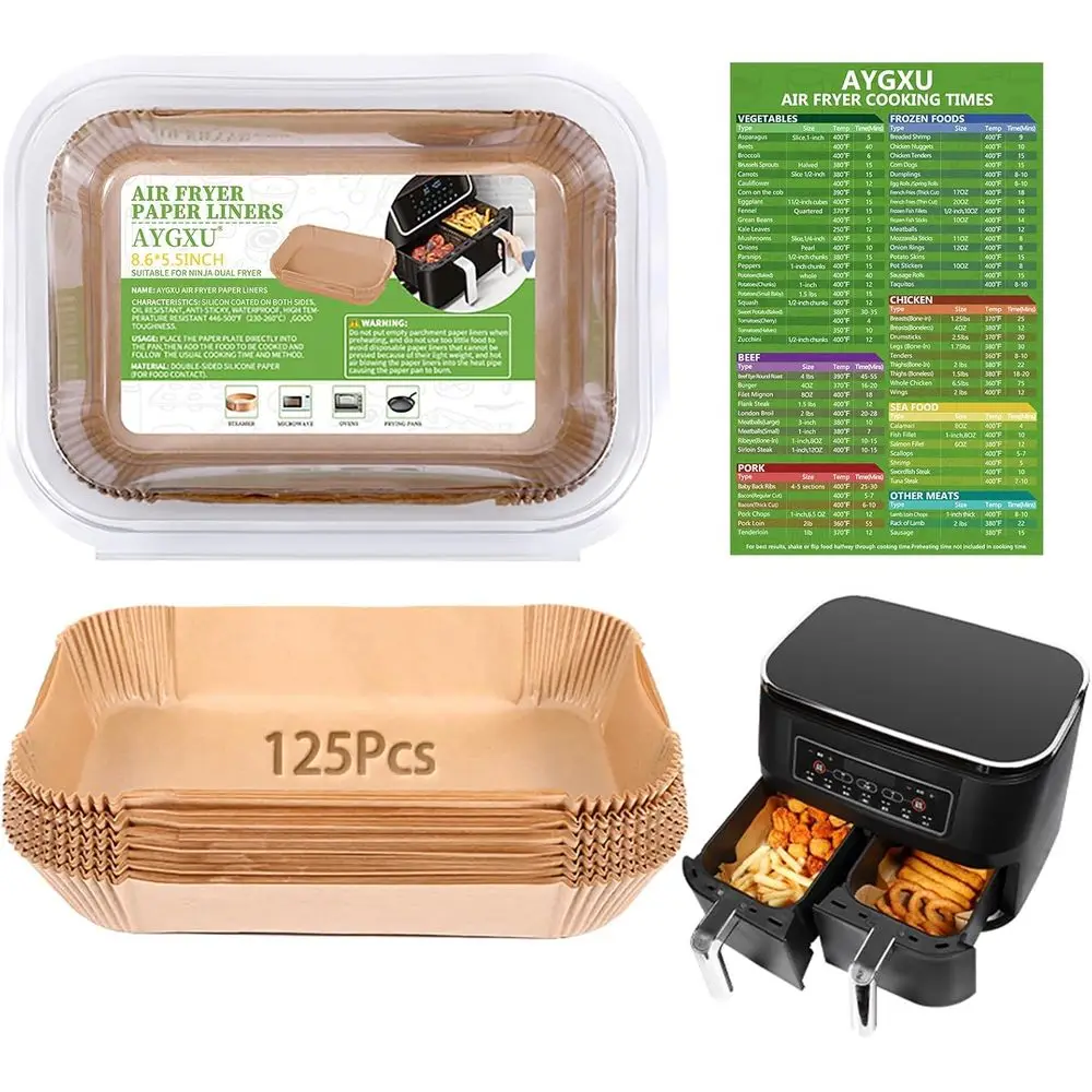 

(125PCS) Disposable or Dual Air Fryer Accessories, Parchment Paper Liners 8.6''x5.5''