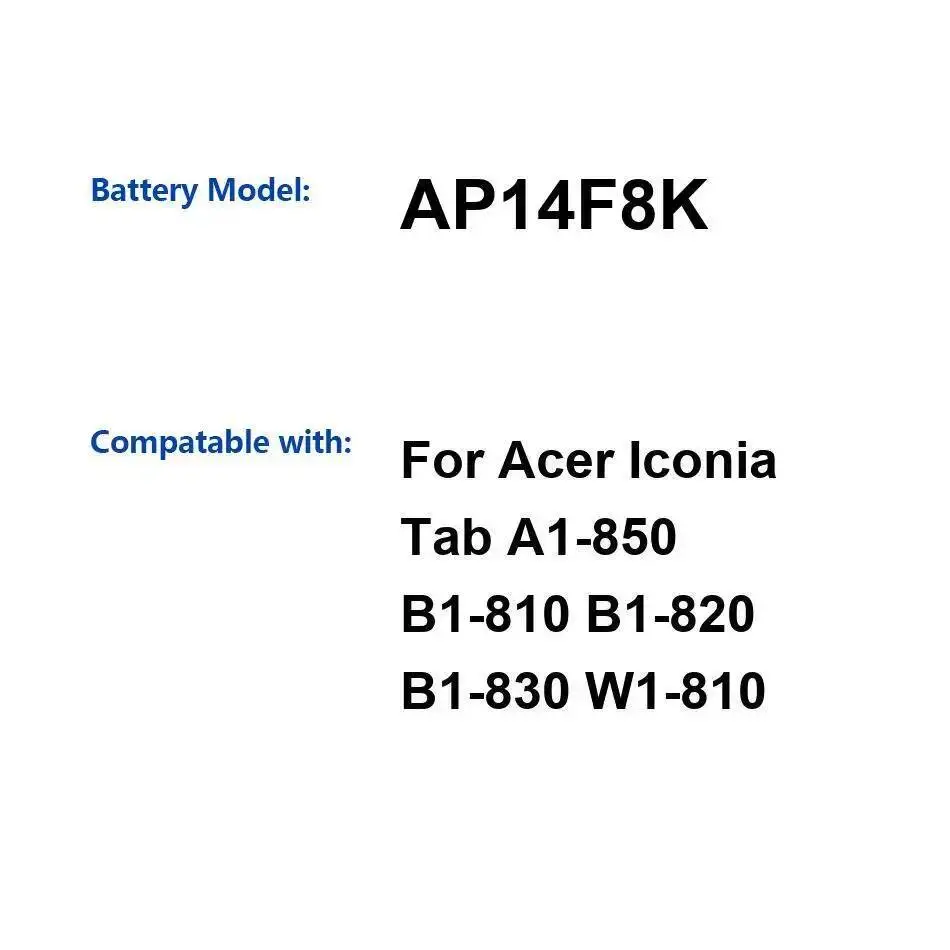 

Аккумулятор для планшета высокой емкости 4550 мАч для Acer Iconia Tab A1-850 B1-810 B1-820 B1-830 W1-810 AP14F8K