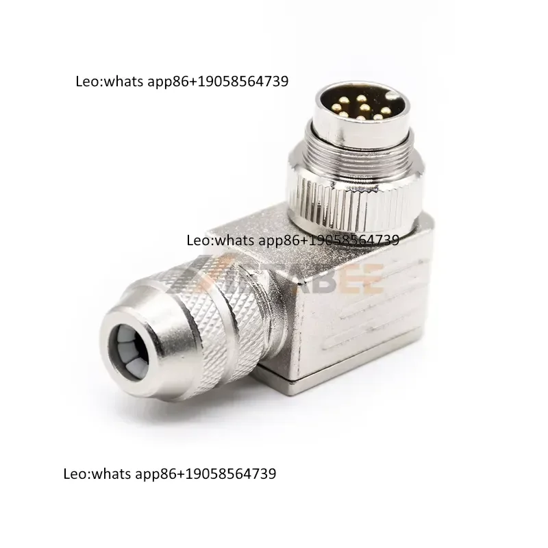 Right Angle M16 Connector 8 Pin Male Metal Shell Sensor Connector