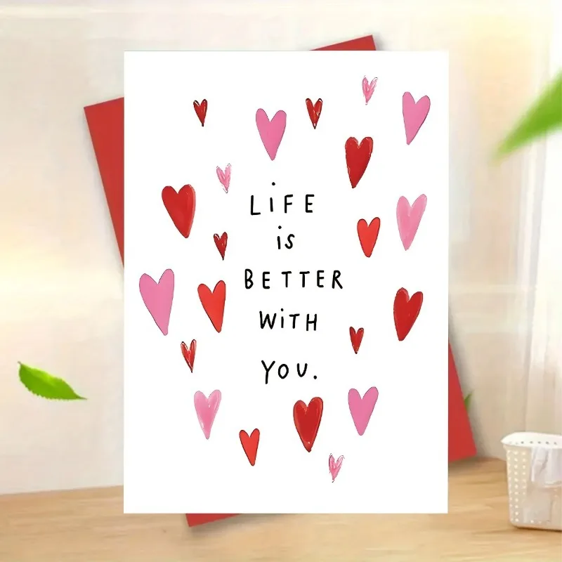 Valentinstag-Thema mit Umschlag Romantische Jubiläumskarte Geburtstagskarte