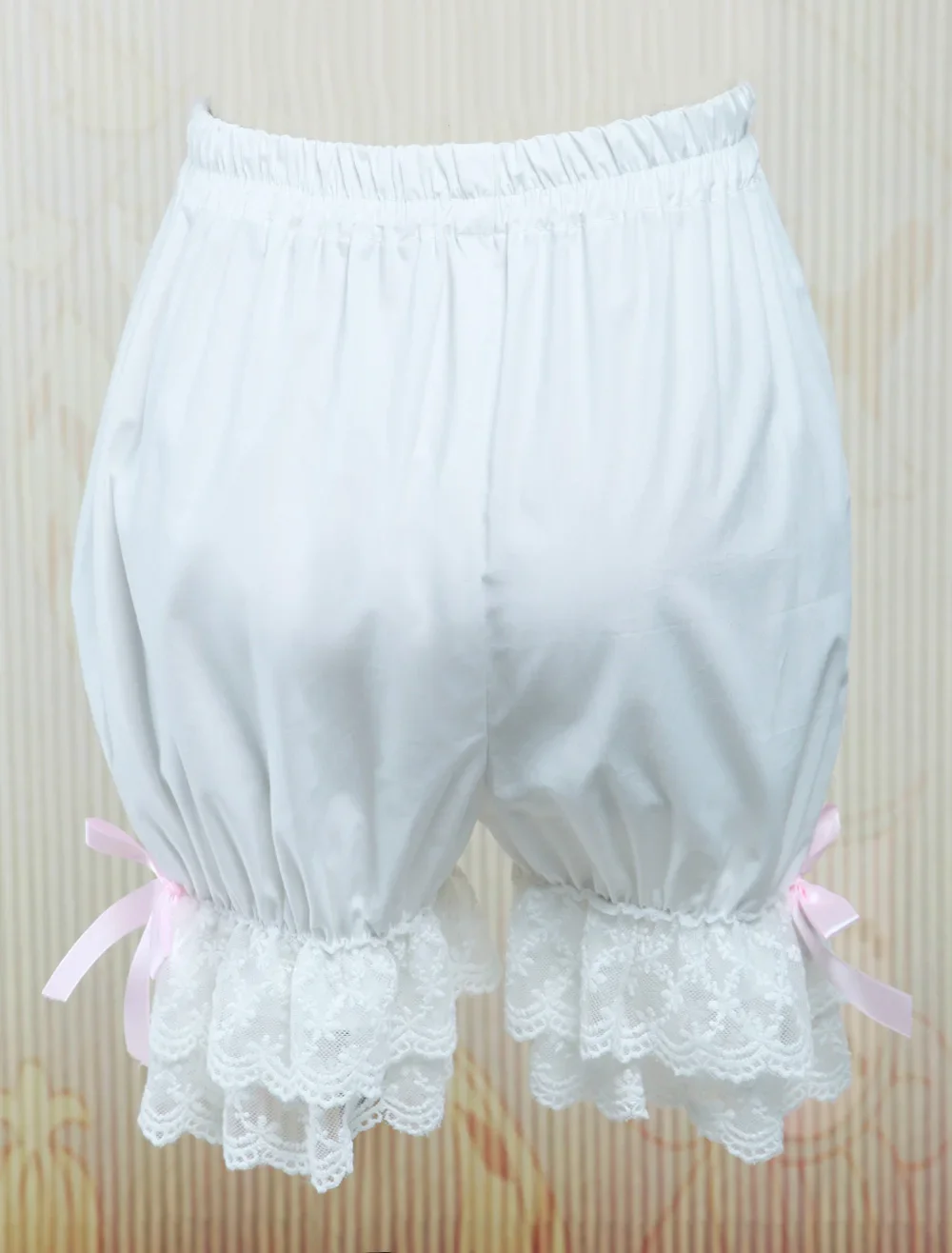 Girls\' White Sweet Loilita Bloomers, Lace Trim Shorts, Cotton Safety Under Pants, School Students